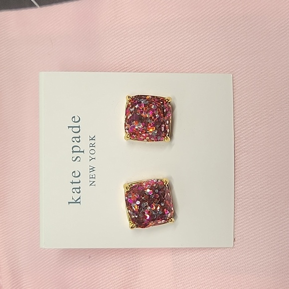kate spade Pink Sparkle Square Stud Earrings - Picture 2 of 5